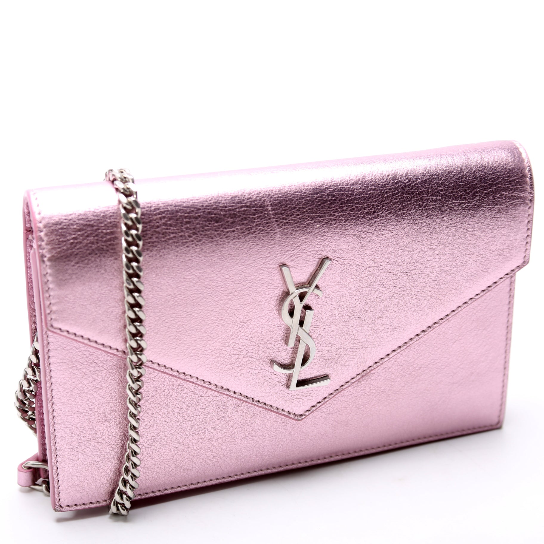 Envelope Chain Wallet Metallic Calfskin 402031 Purple