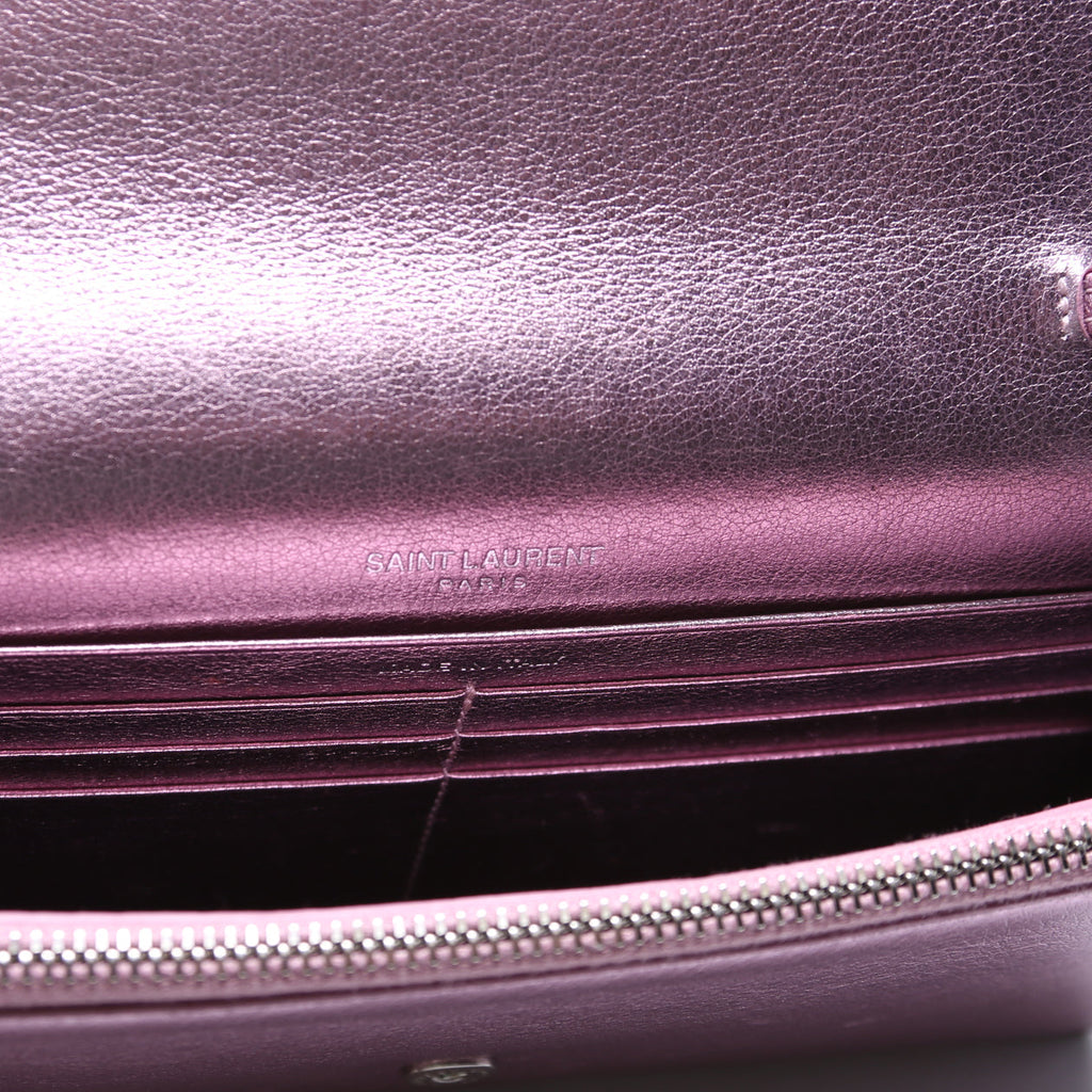 Envelope Chain Wallet Metallic Calfskin 402031 Purple
