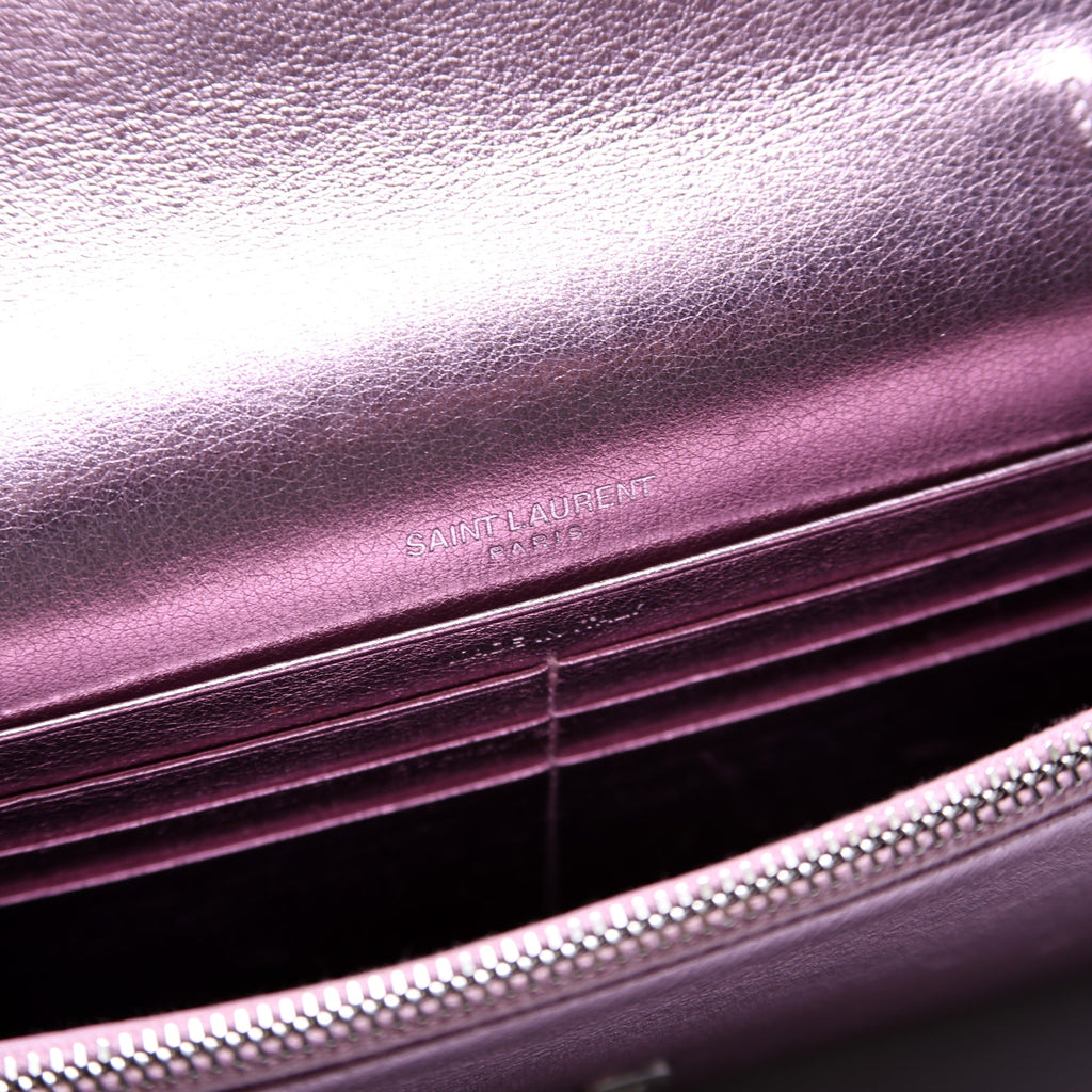 Envelope Chain Wallet Metallic Calfskin 402031 Purple