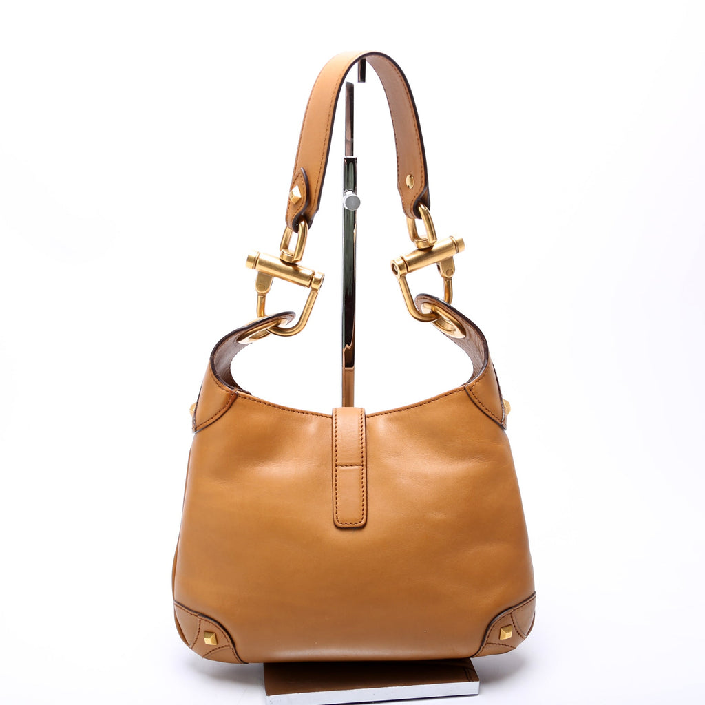 120885 Leather Jackie O Small Shoulder Bag Vintage Tan