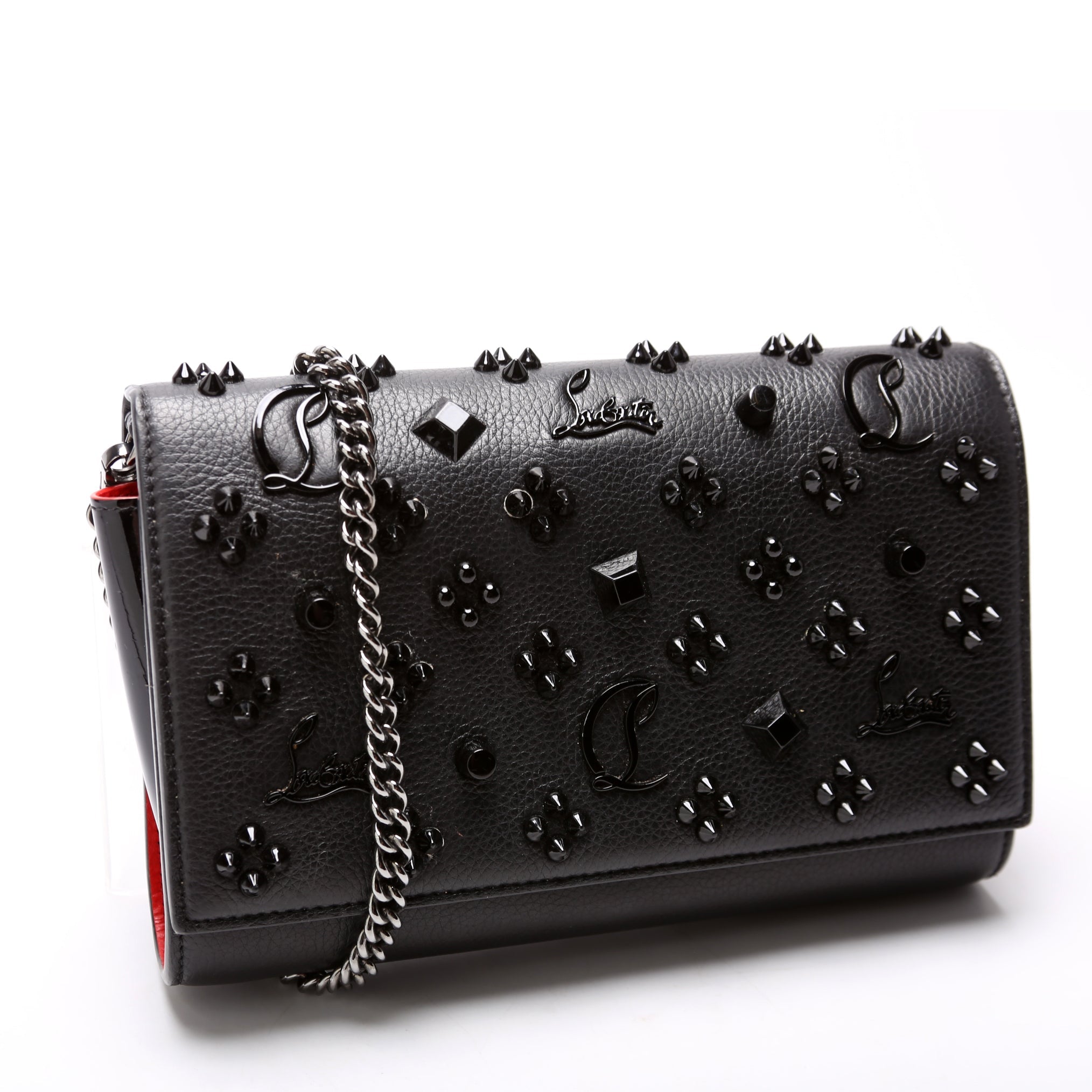 Paloma Loubinthesky Chain Clutch Leather Black