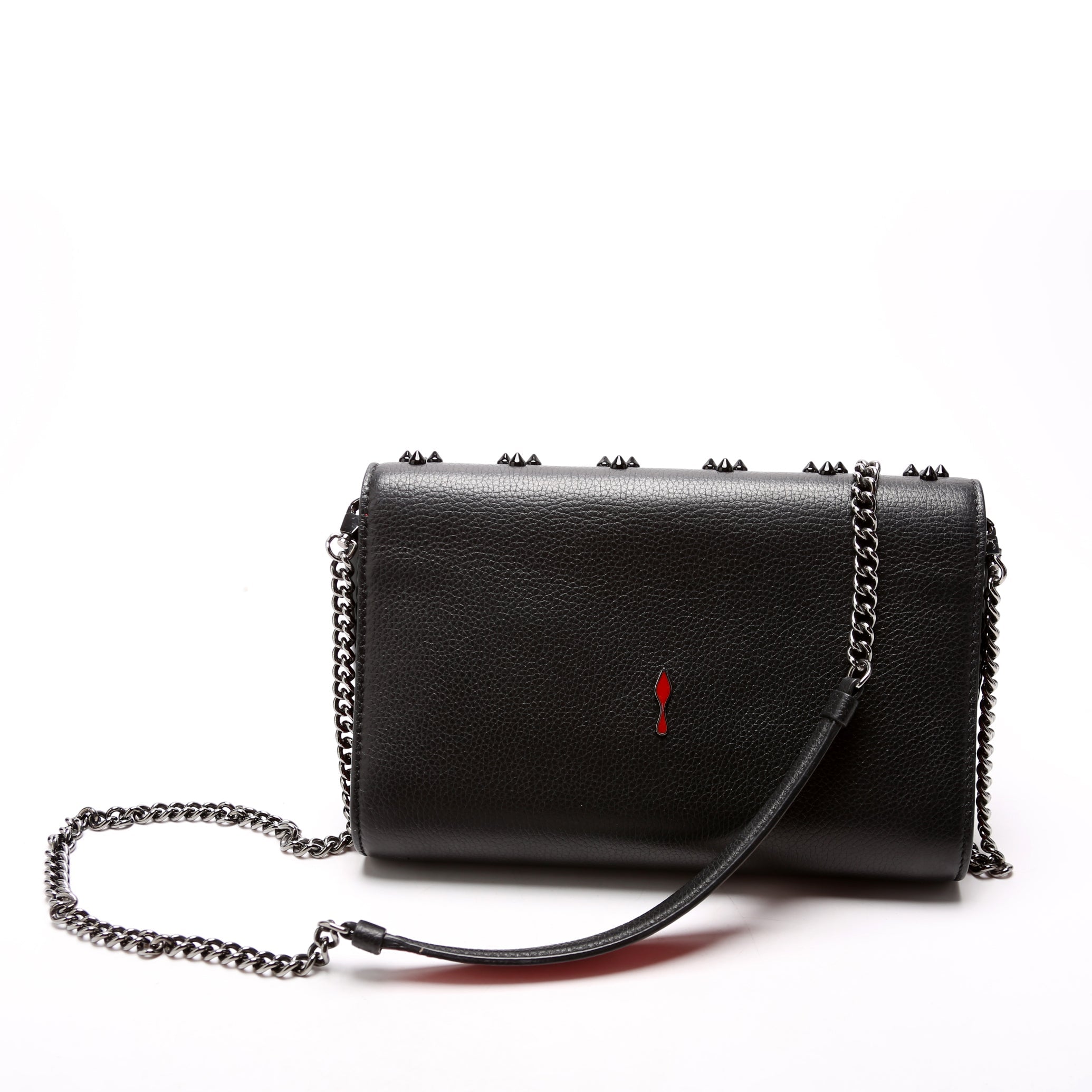 Paloma Loubinthesky Chain Clutch Leather Black
