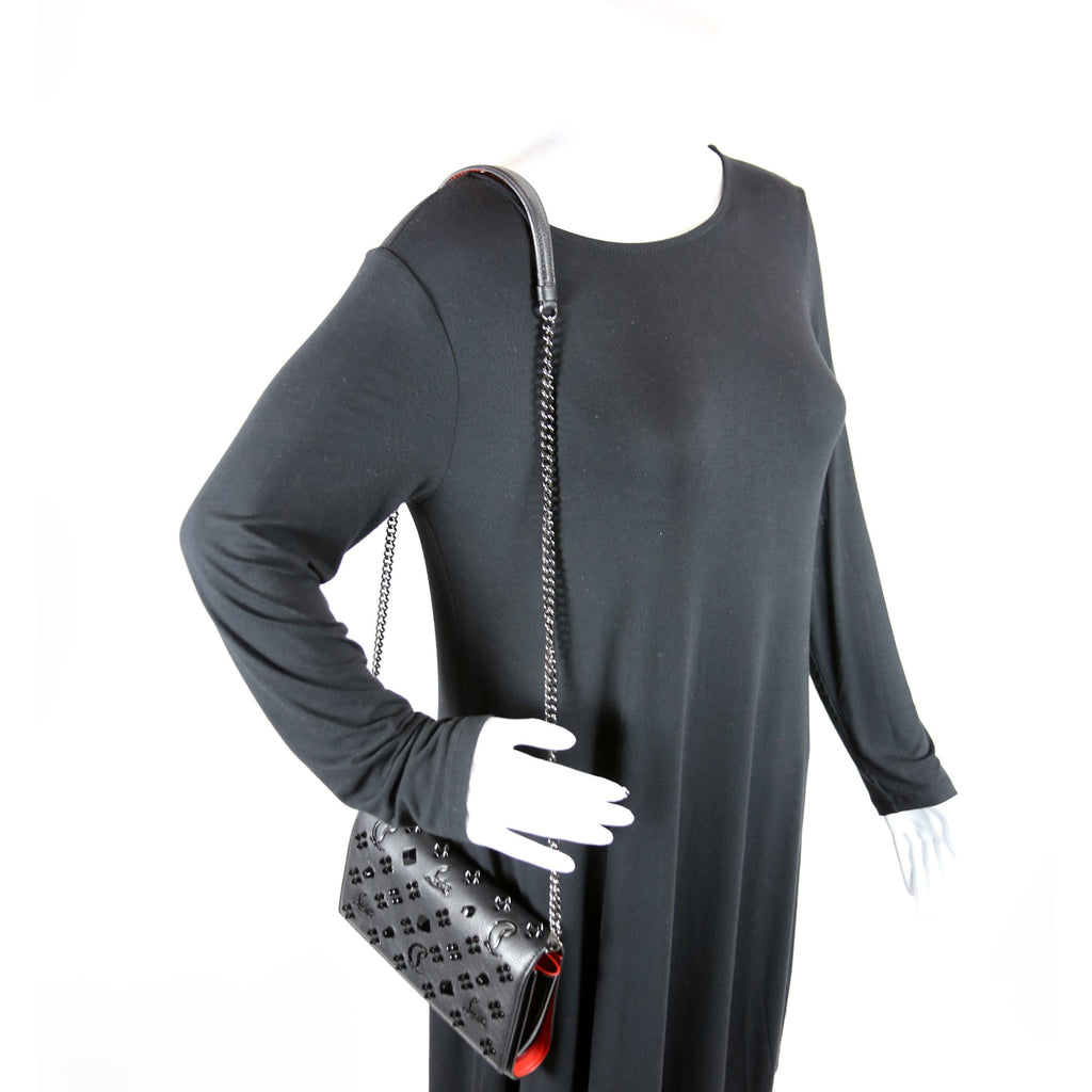 Paloma Loubinthesky Chain Clutch Leather Black