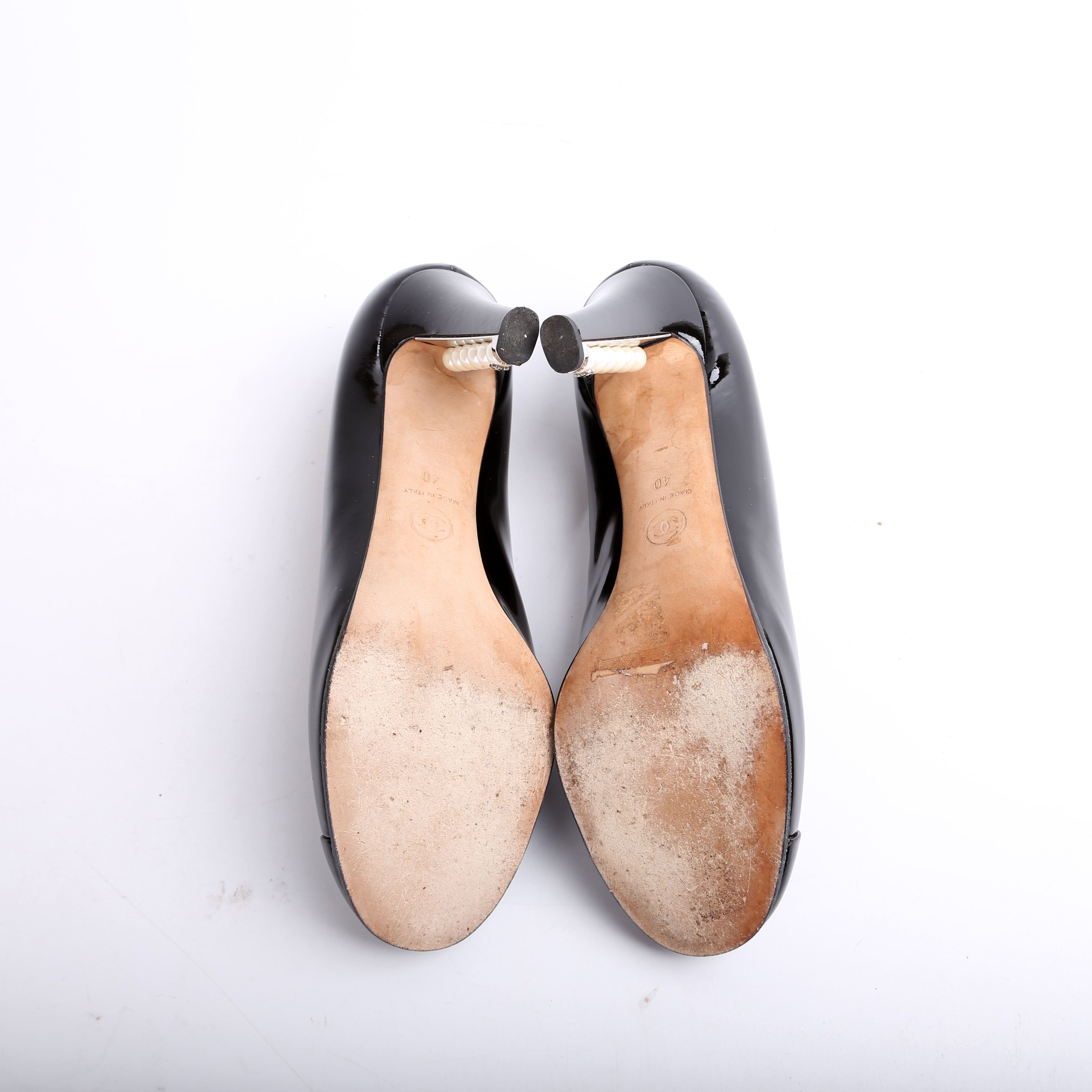 Patent Leather & Pearl Heels Size 40