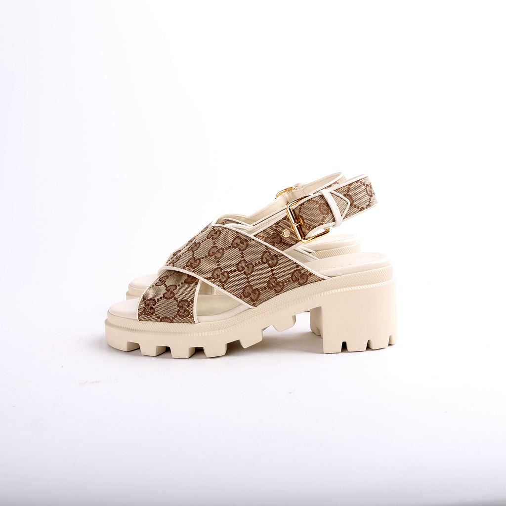 GG Canvas Lug Sole Sandals Size 40