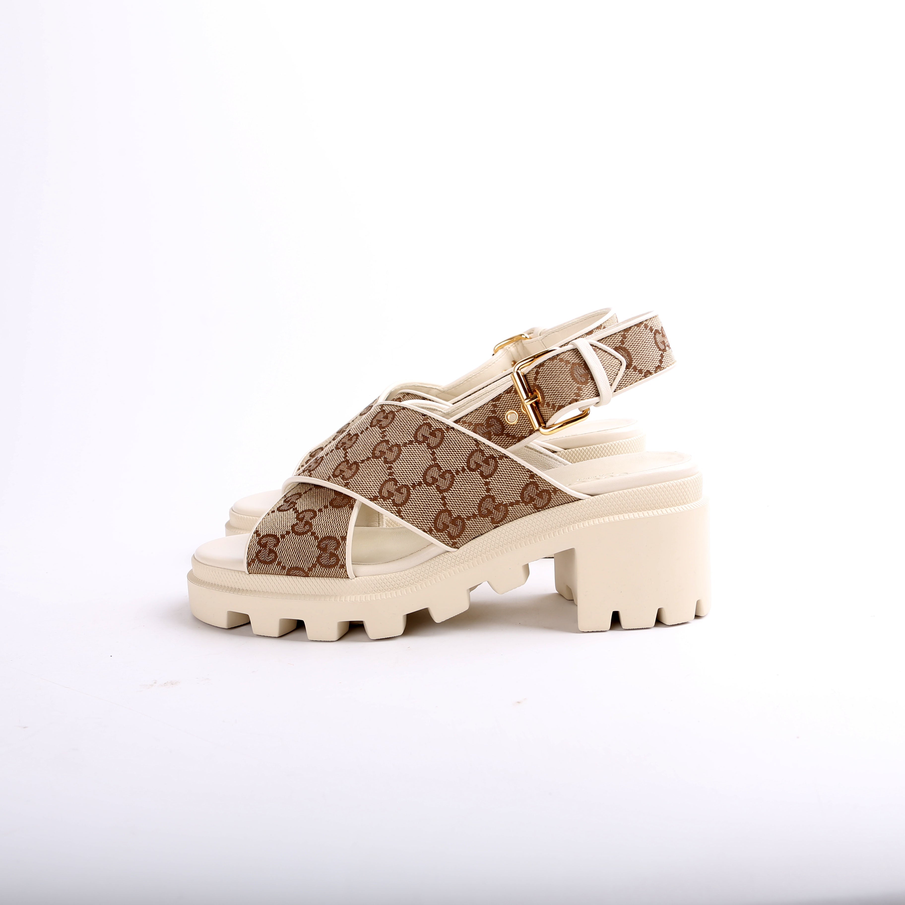 GG Canvas Lug Sole Sandals Size 40