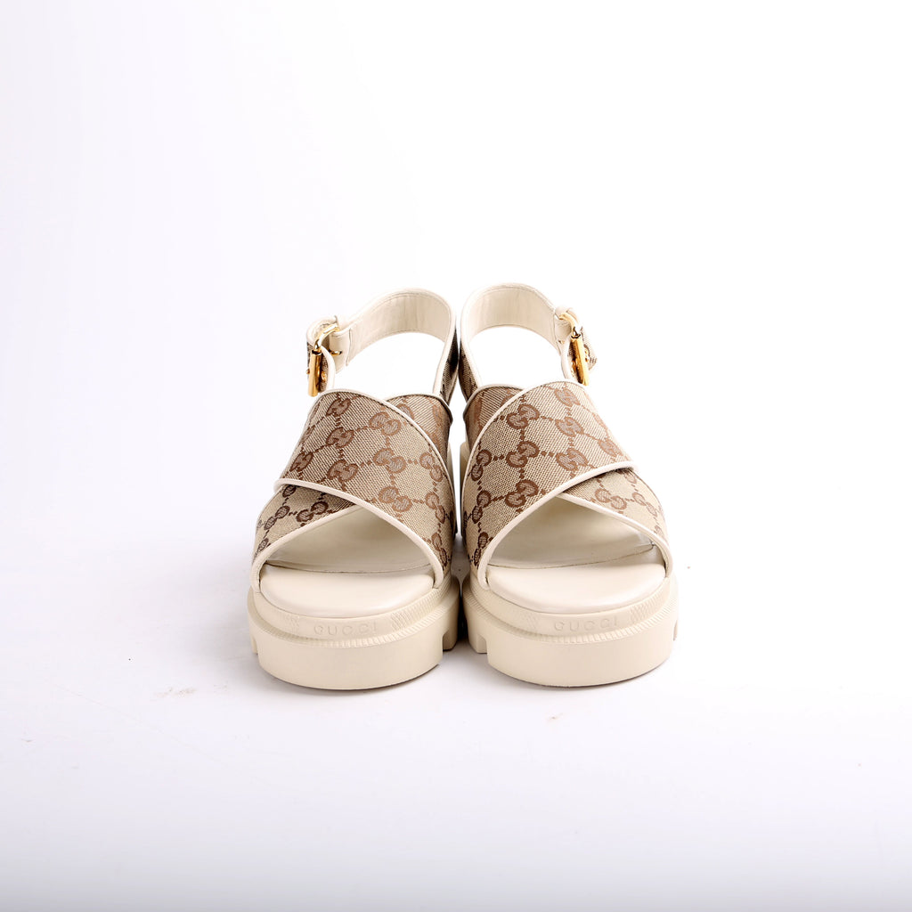 GG Canvas Lug Sole Sandals Size 40