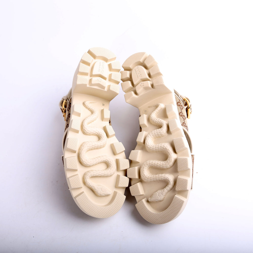 GG Canvas Lug Sole Sandals Size 40
