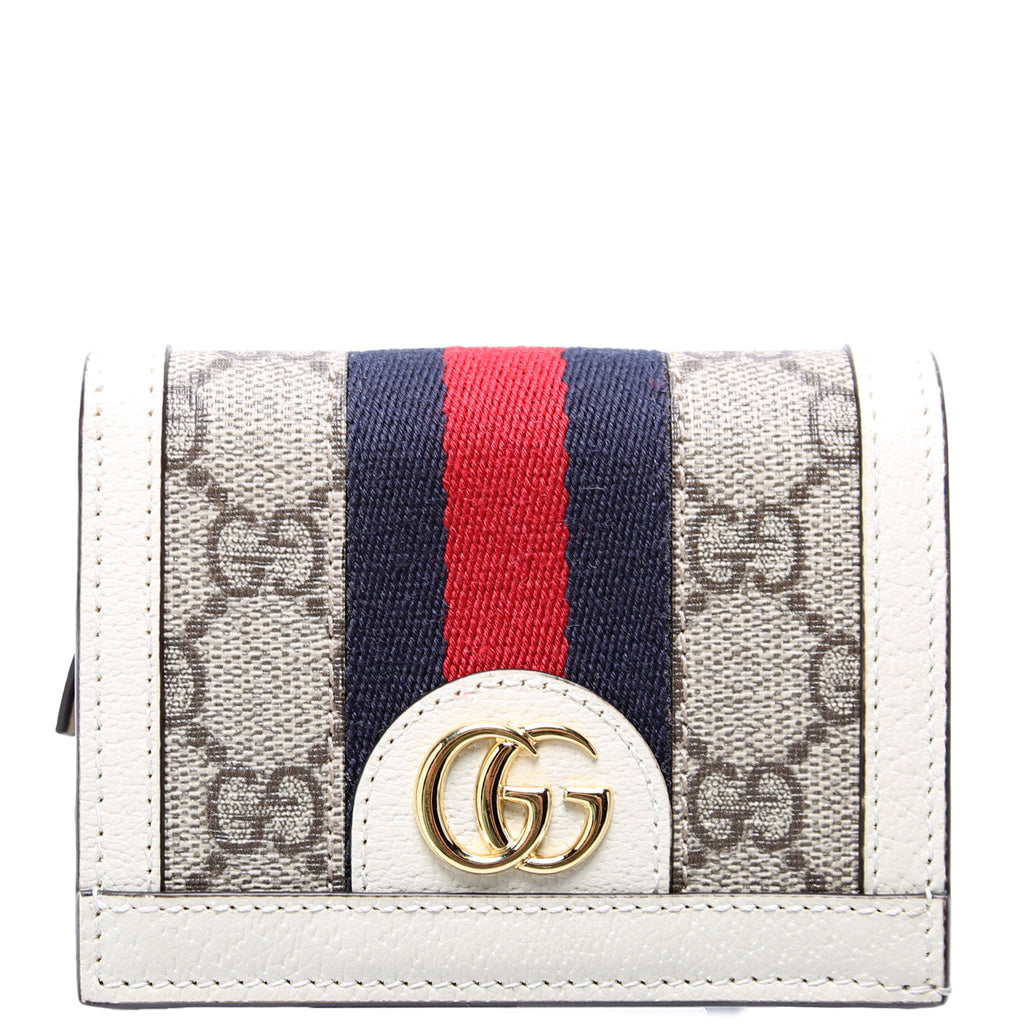523155 Ophidia GG Card Case Wallet White