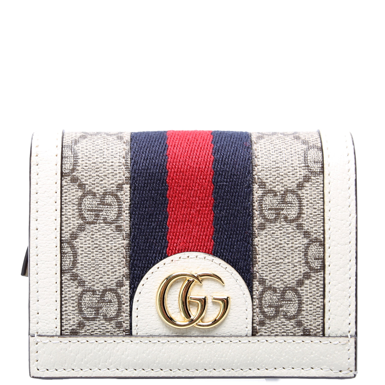 523155 Ophidia GG Card Case Wallet White