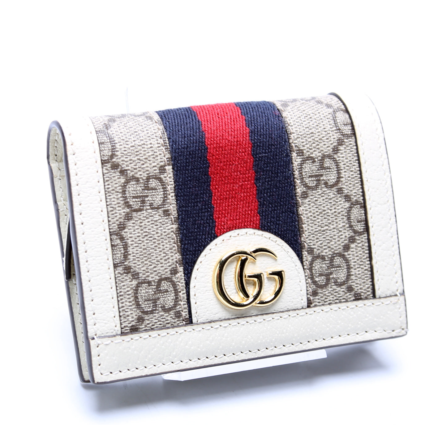 523155 Ophidia GG Card Case Wallet White