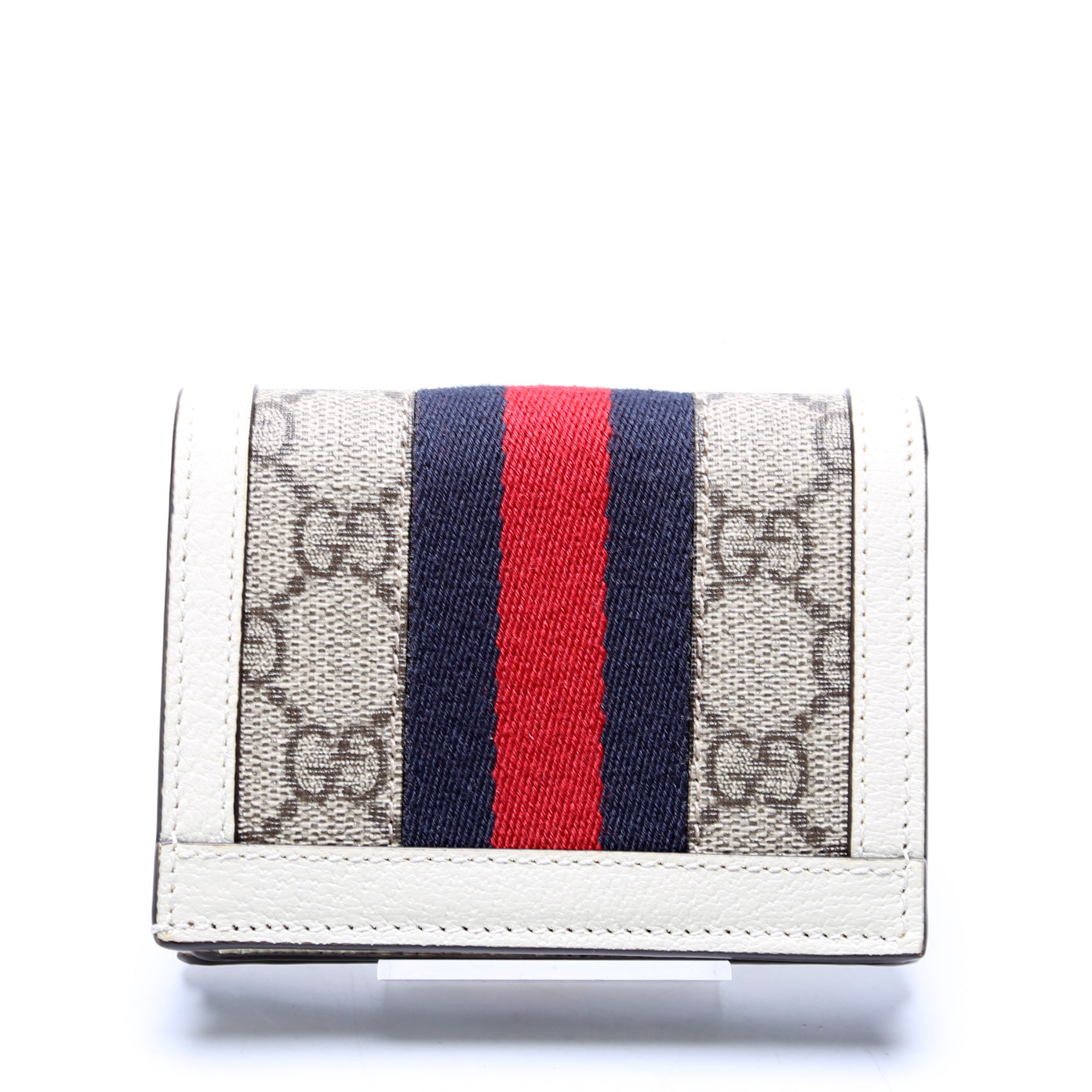 523155 Ophidia GG Card Case Wallet White