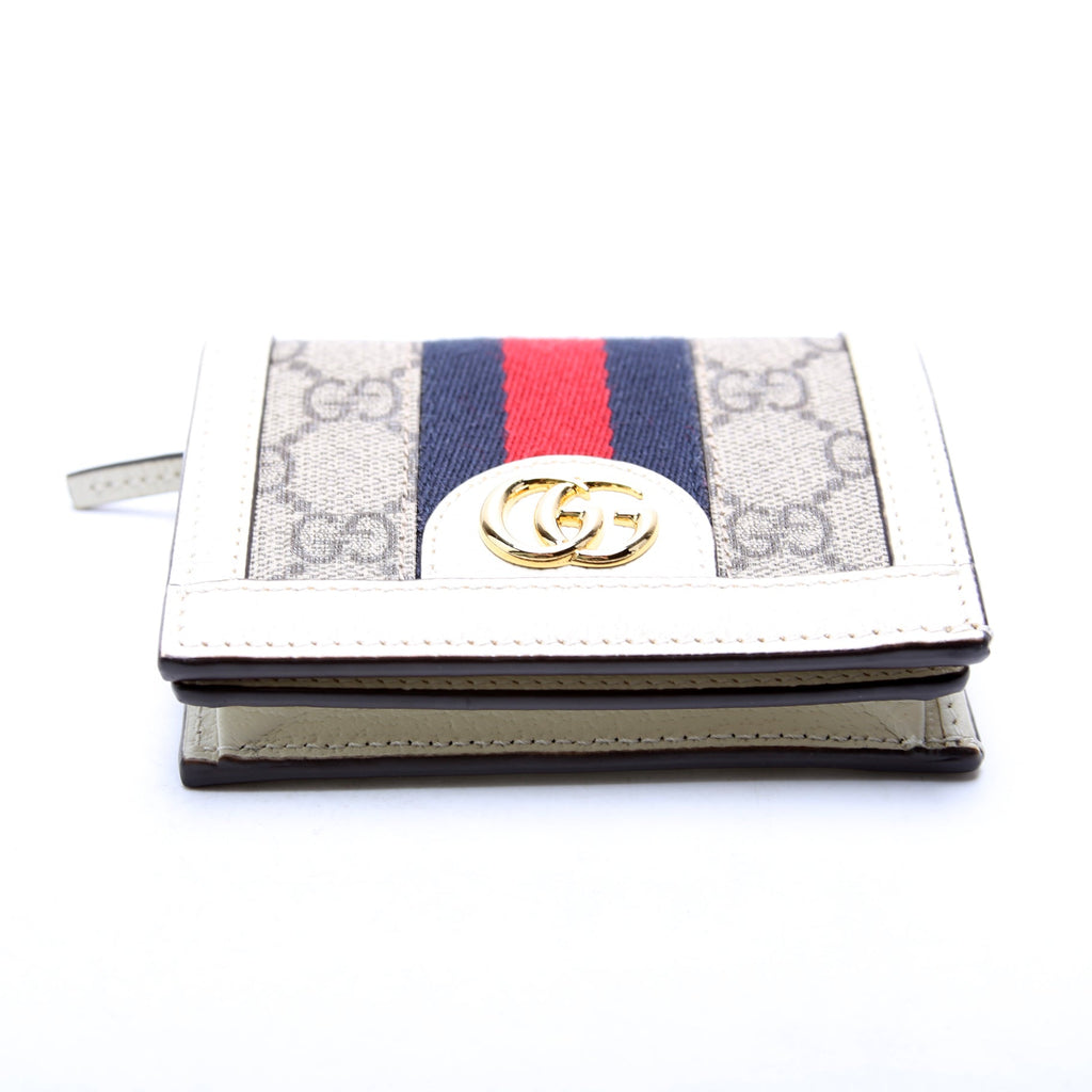 523155 Ophidia GG Card Case Wallet White