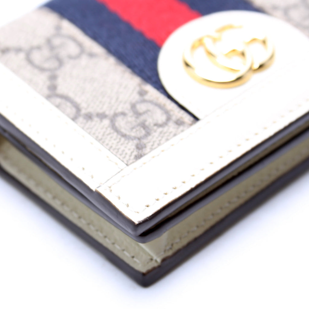 523155 Ophidia GG Card Case Wallet White