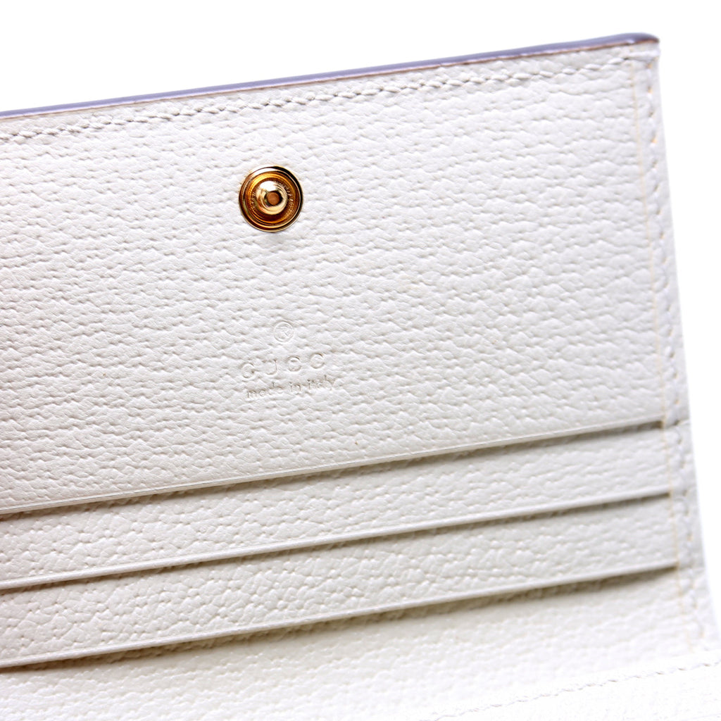 523155 Ophidia GG Card Case Wallet White