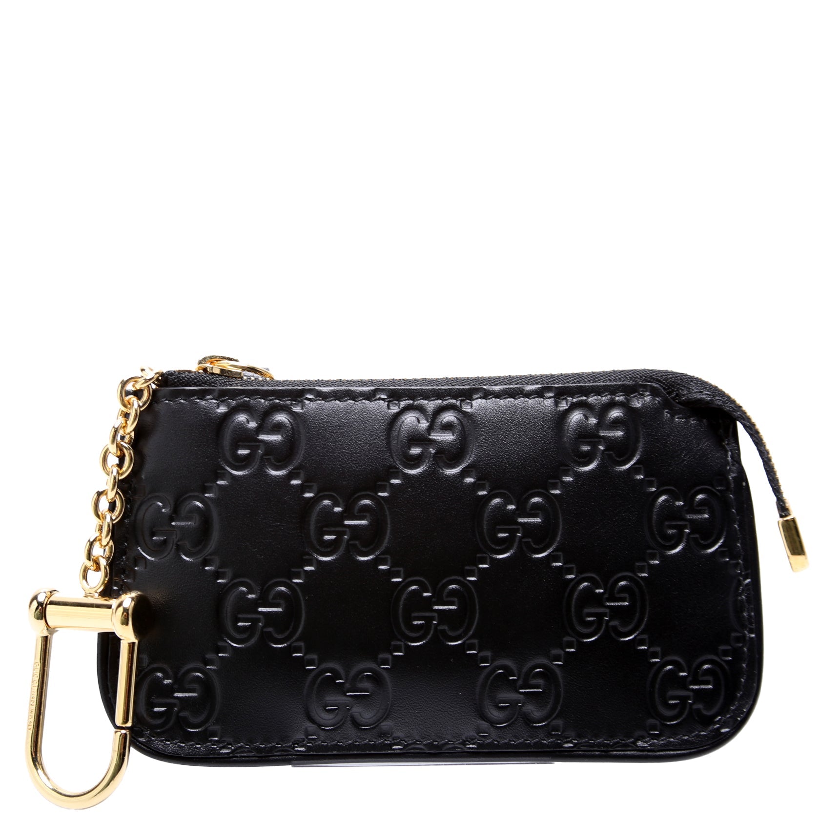447964 GG Leather Key Pouch Black