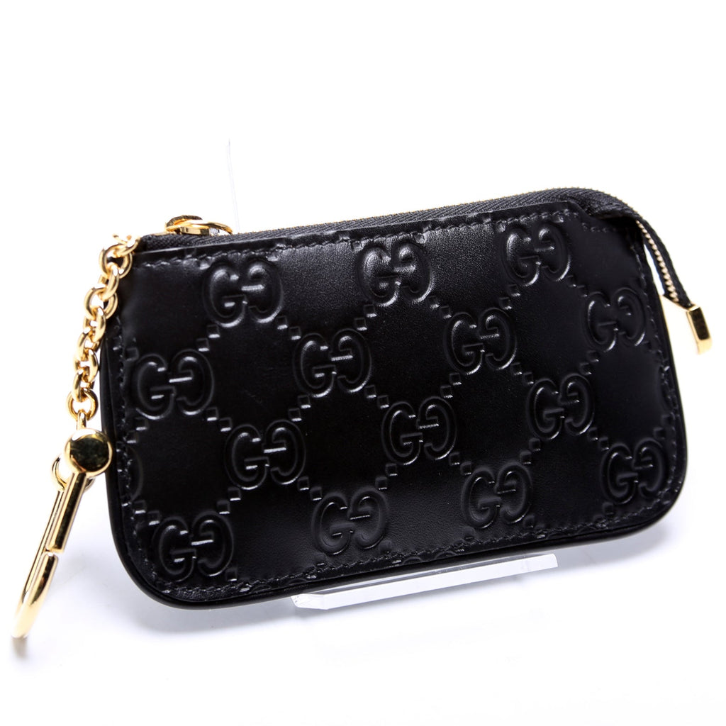 447964 GG Leather Key Pouch Black