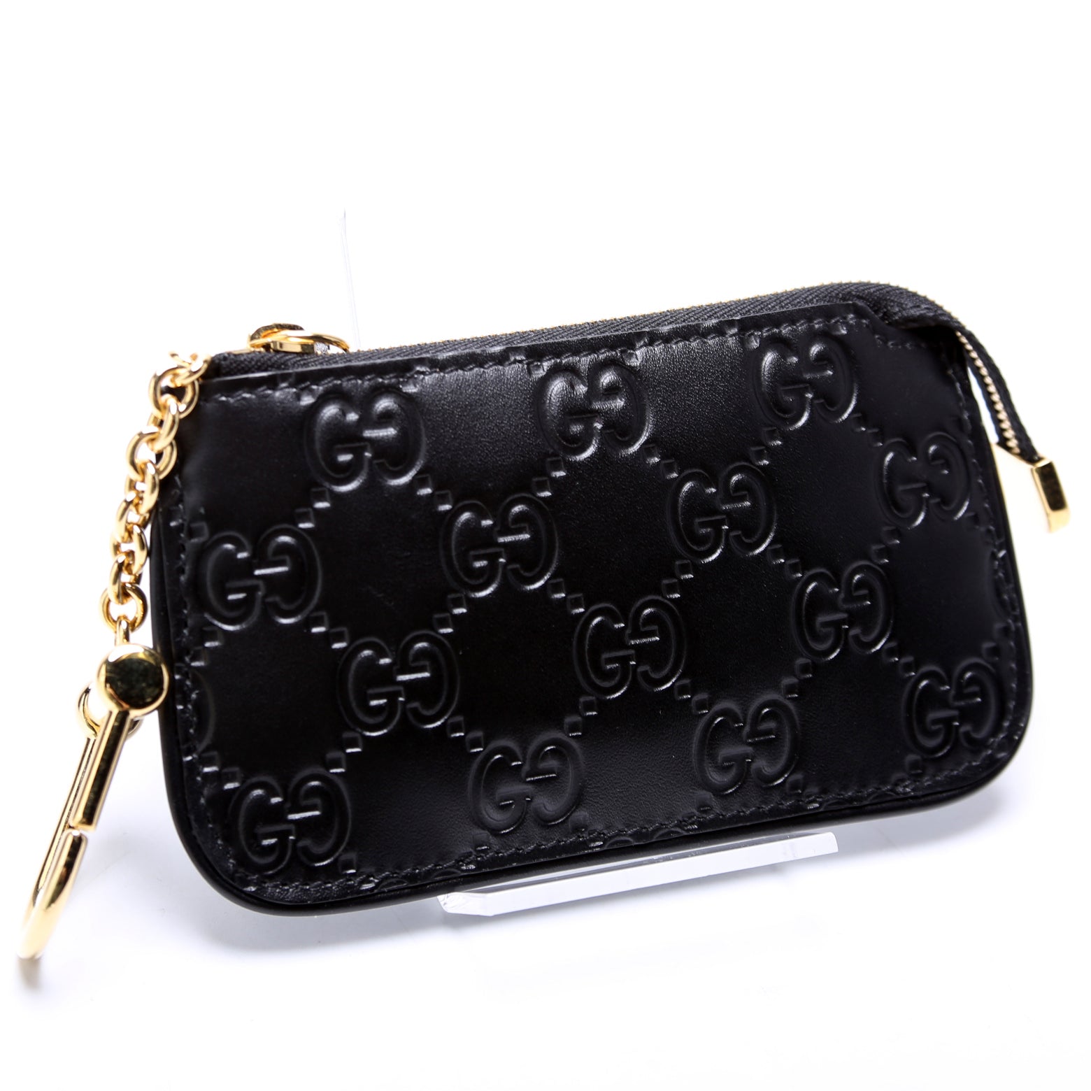 447964 GG Leather Key Pouch Black