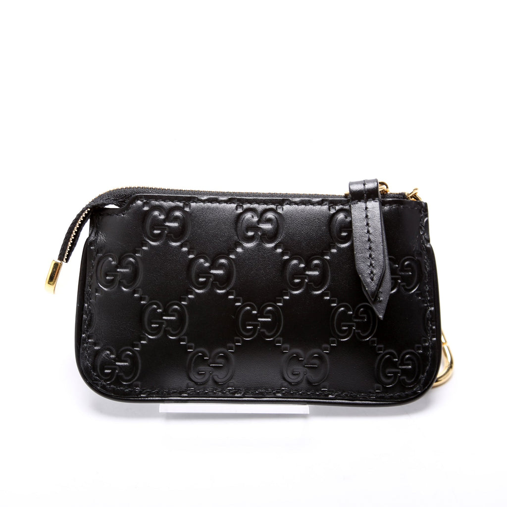 447964 GG Leather Key Pouch Black