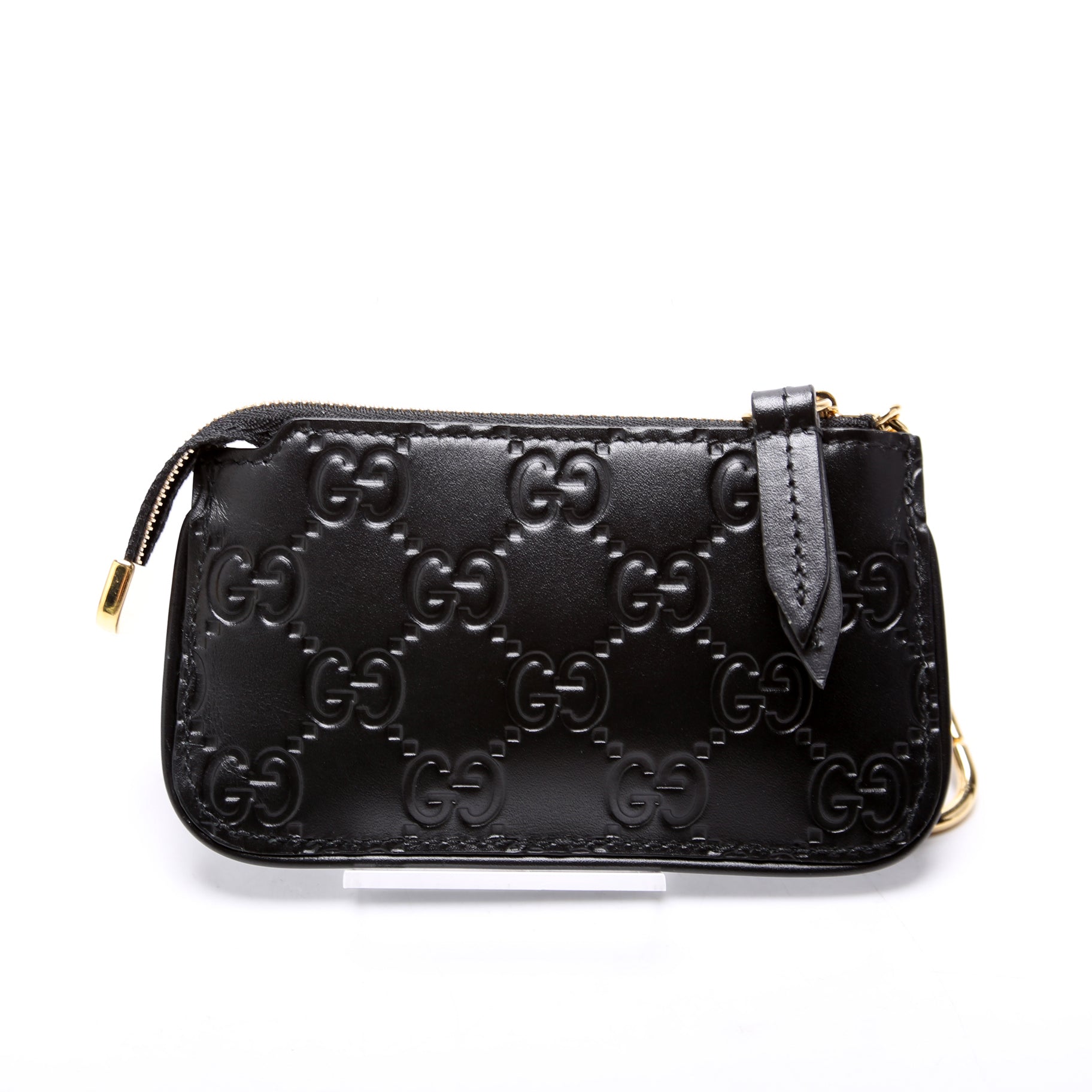 447964 GG Leather Key Pouch Black