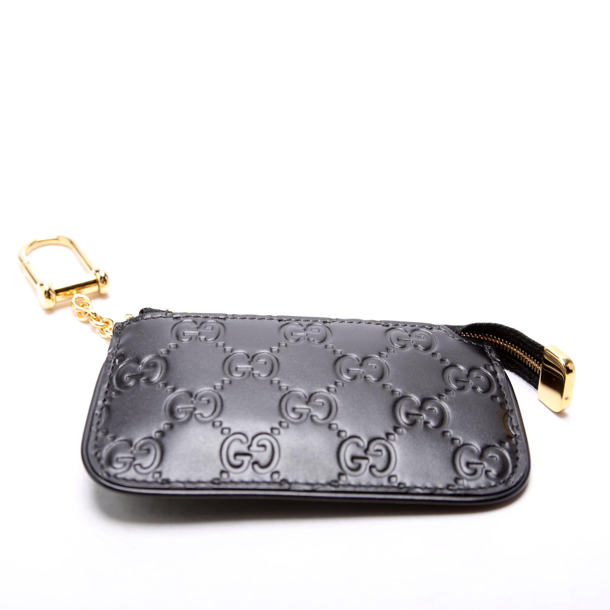447964 GG Leather Key Pouch Black