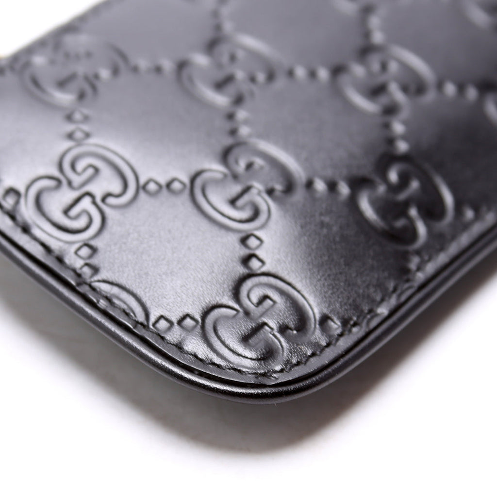 447964 GG Leather Key Pouch Black