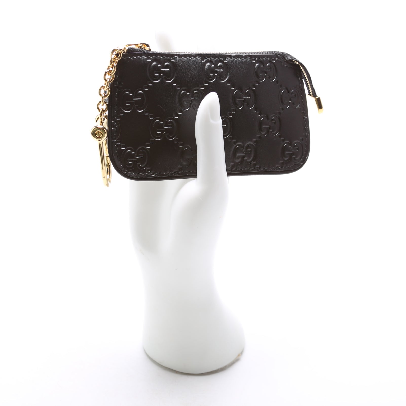 447964 GG Leather Key Pouch Black