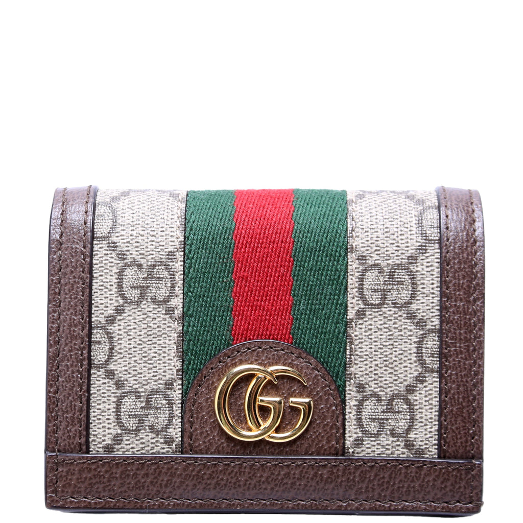 523155 Ophidia GG Card Case Wallet Brown
