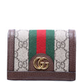 523155 Ophidia GG Card Case Wallet Brown