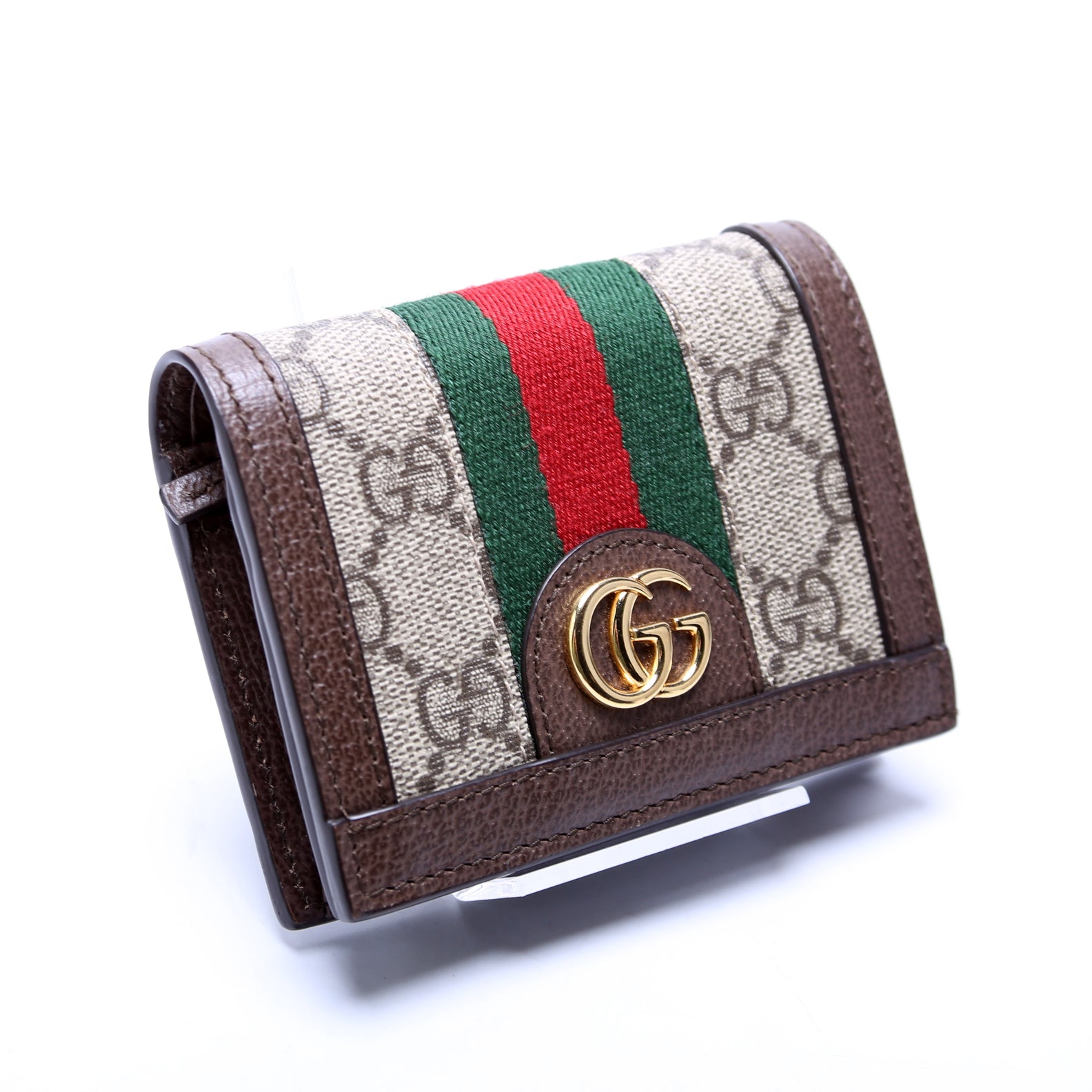 523155 Ophidia GG Card Case Wallet Brown