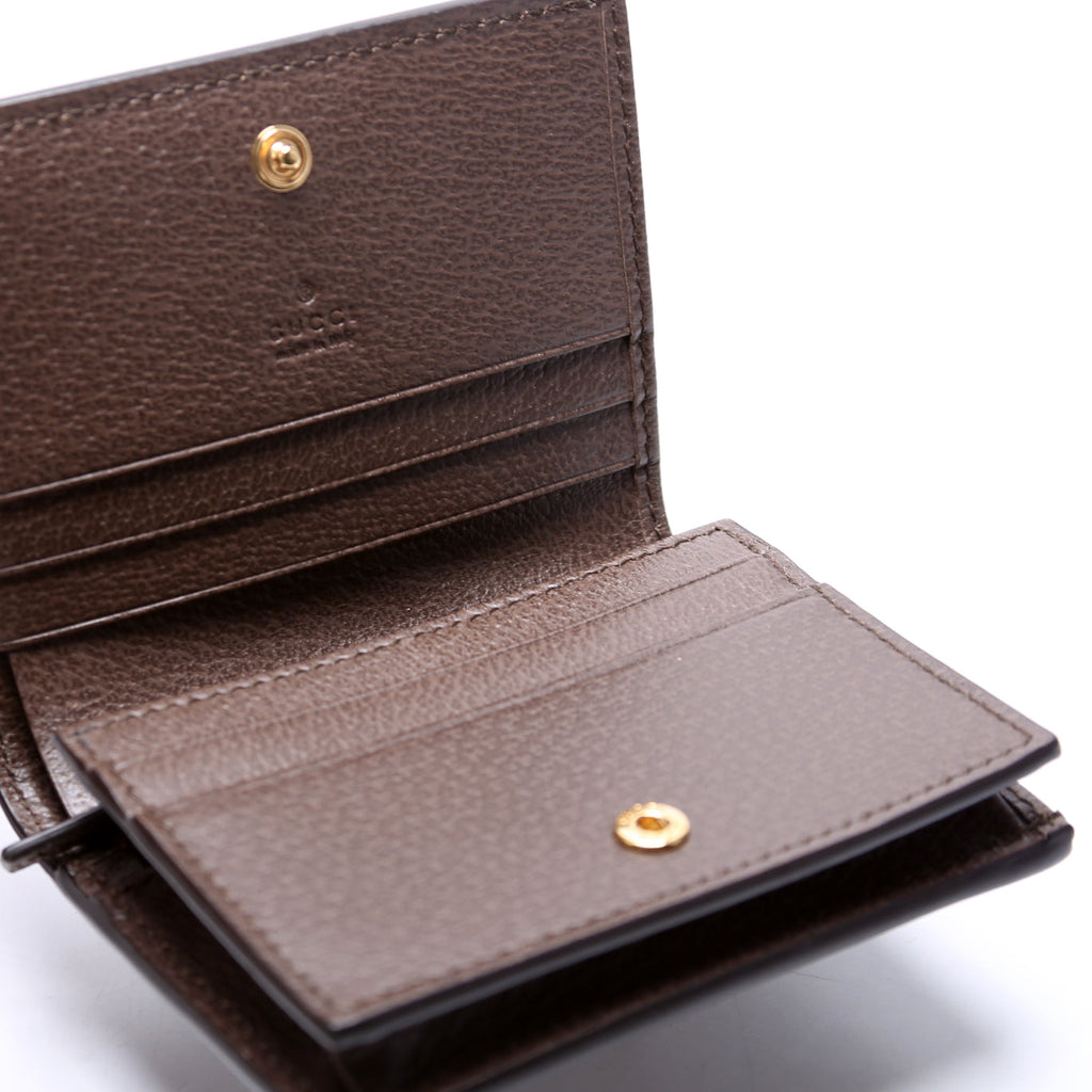 523155 Ophidia GG Card Case Wallet Brown
