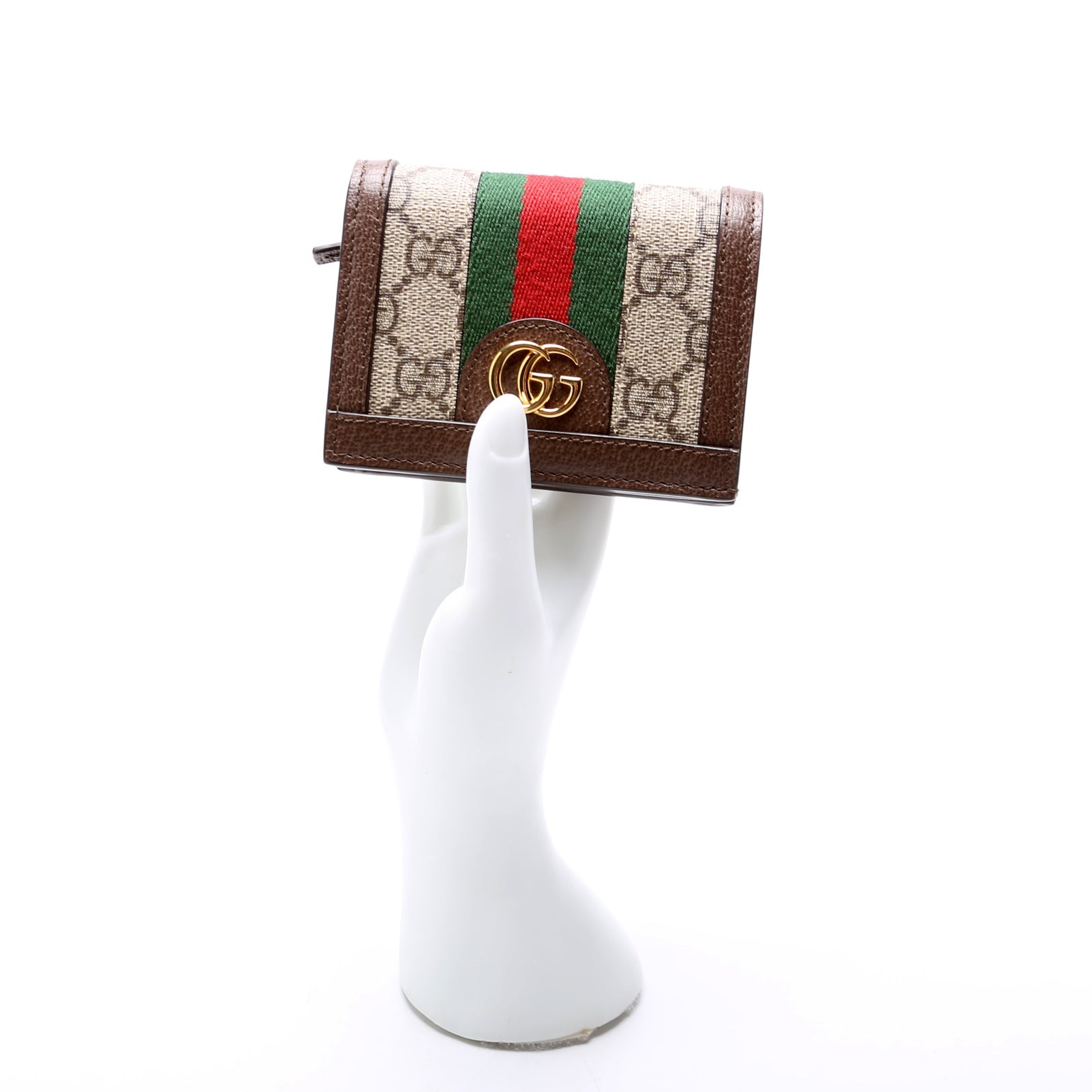 523155 Ophidia GG Card Case Wallet Brown