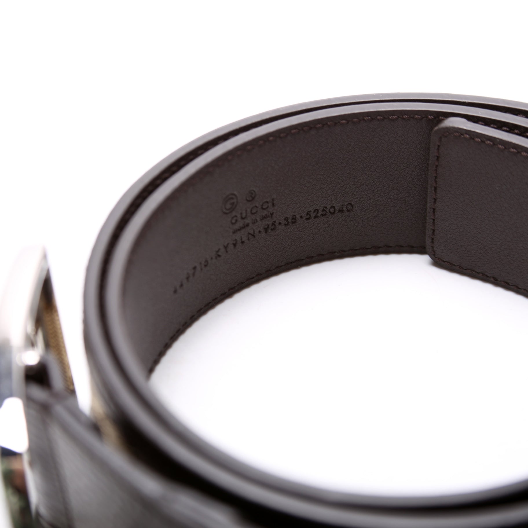 449716 GG Canvas Belt Size 95/38 Brown