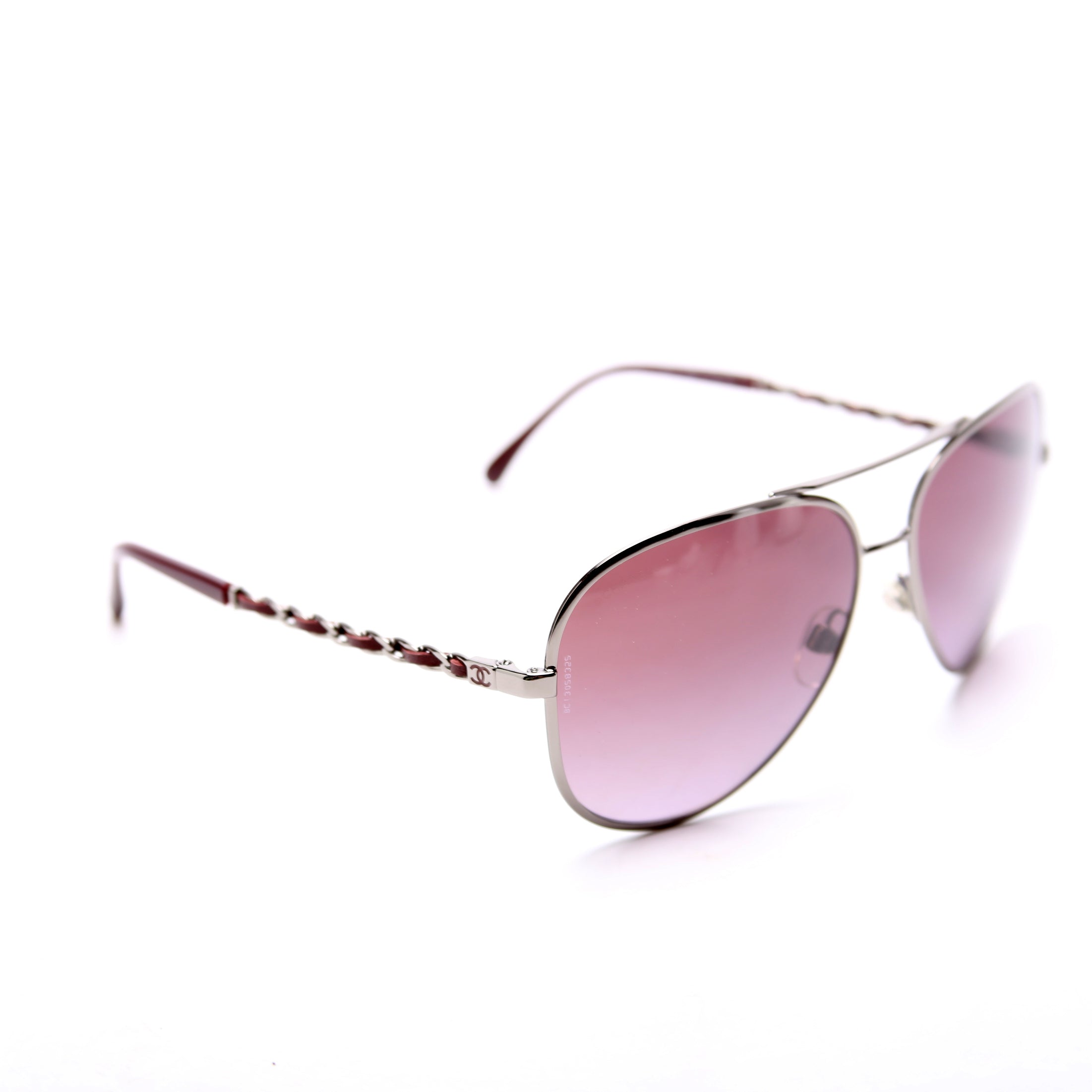 4194-Q Aviator Lambskin Chain Sunglasses Burgundy