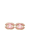 CC Crystal Chain Link Stud Earrings Gold/Purple