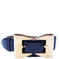 186120 Oversized Metal Bow Brushed Leather Belt Size 80/32 Black/Gold