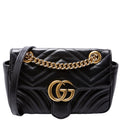 446744 Marmont Leather Shoulder Flap Mini Black