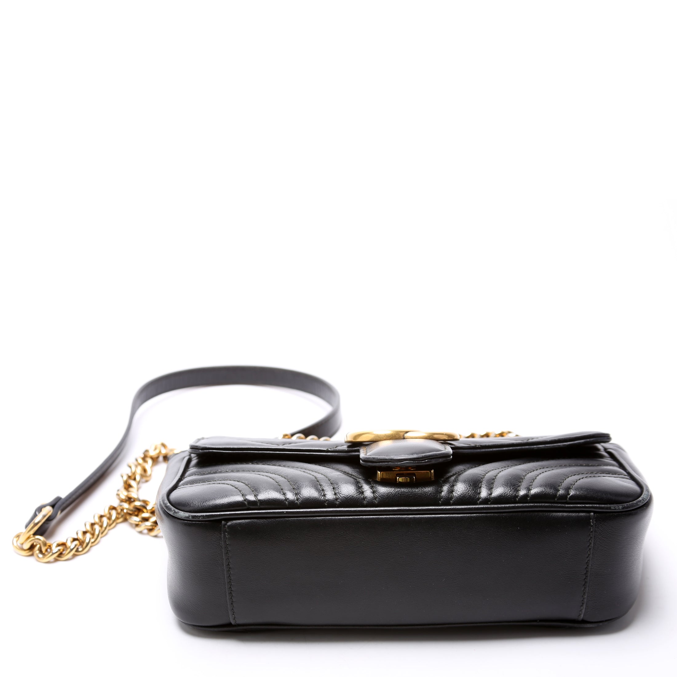 446744 Marmont Leather Shoulder Flap Mini Black