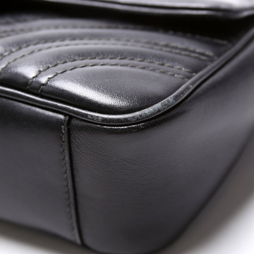 446744 Marmont Leather Shoulder Flap Mini Black