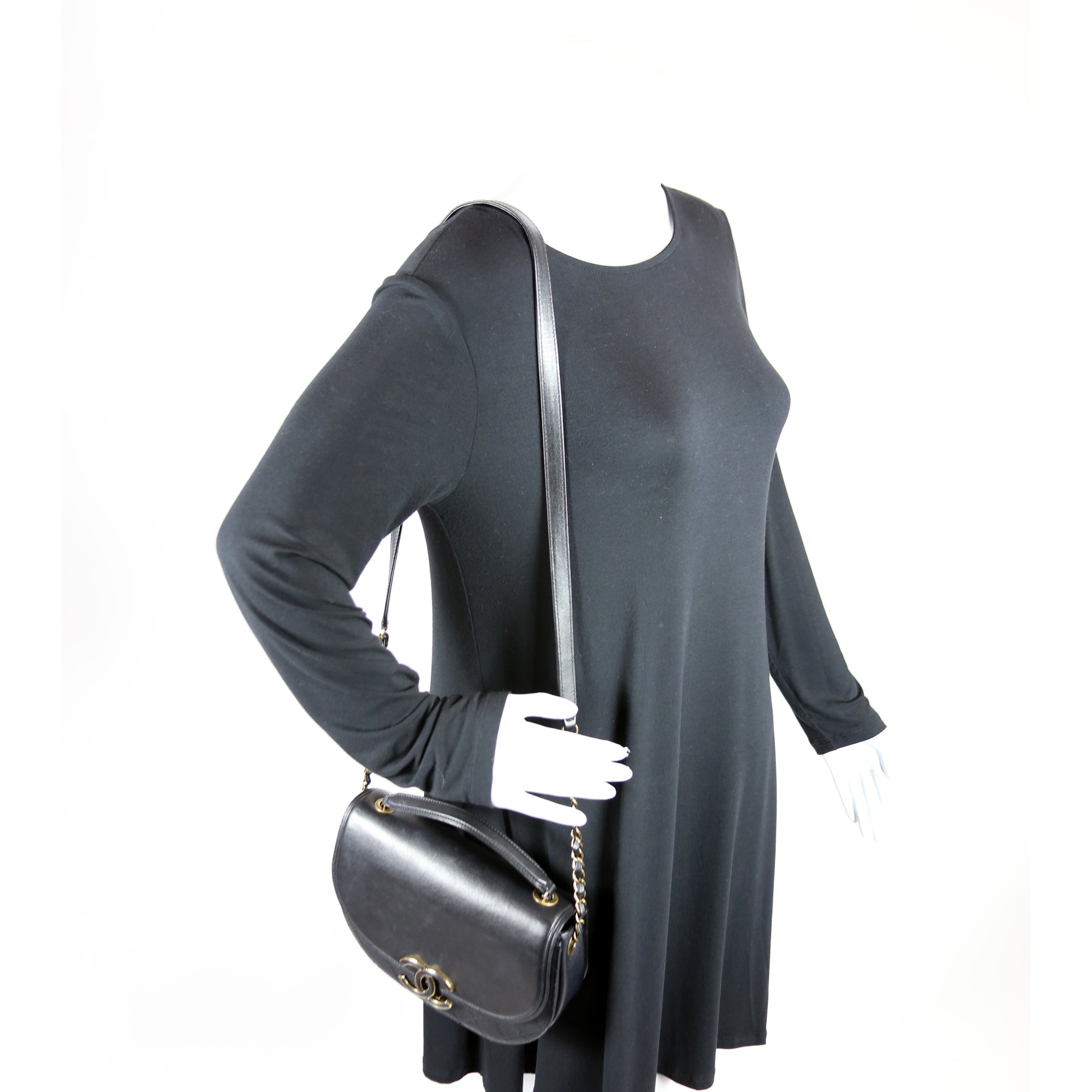 Coco Curve Messenger Small Goatskin/Calfskin 24M Black