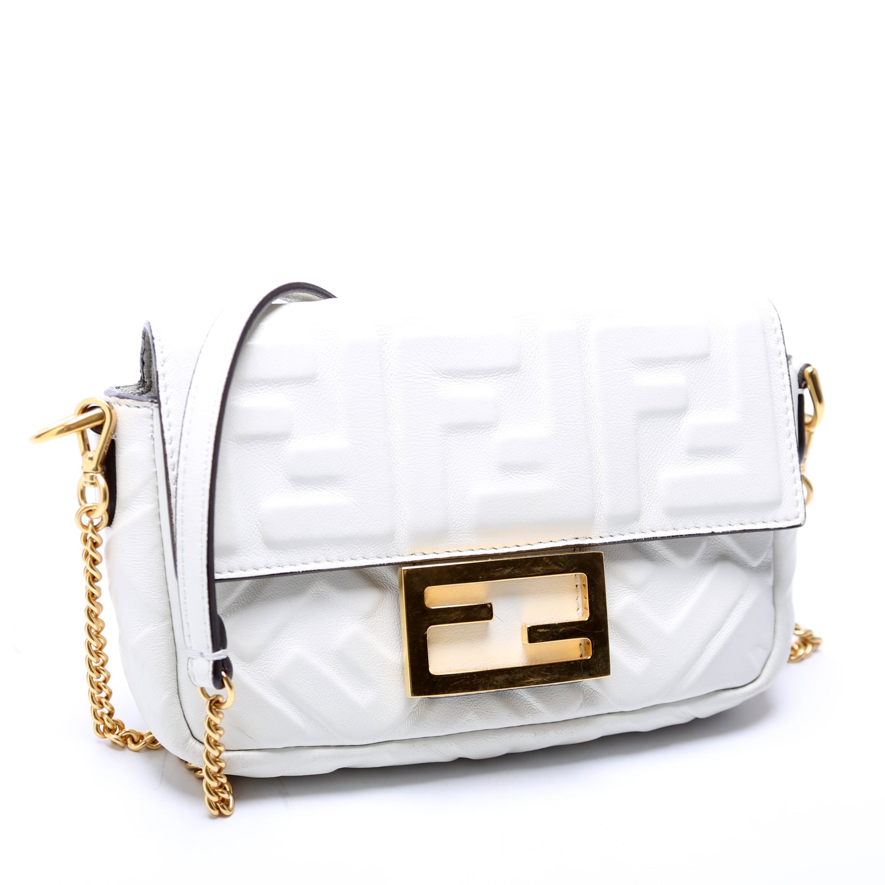 FF 1974 Leather Mini Baguette White