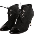 Suede Pearl Lace-Up Booties Size 37