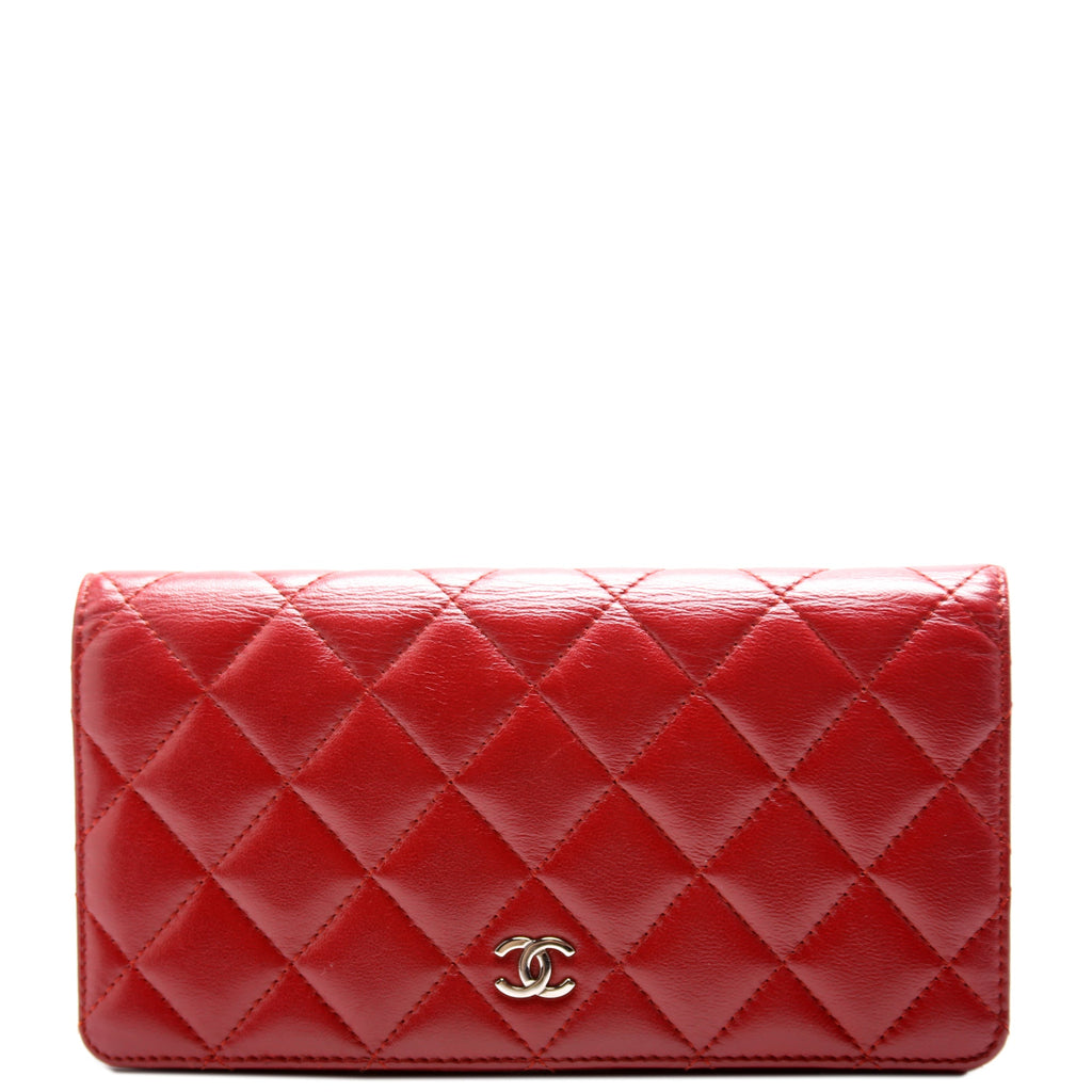 CC Quilted Lambskin Yen Wallet Red