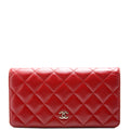 CC Quilted Lambskin Yen Wallet Red