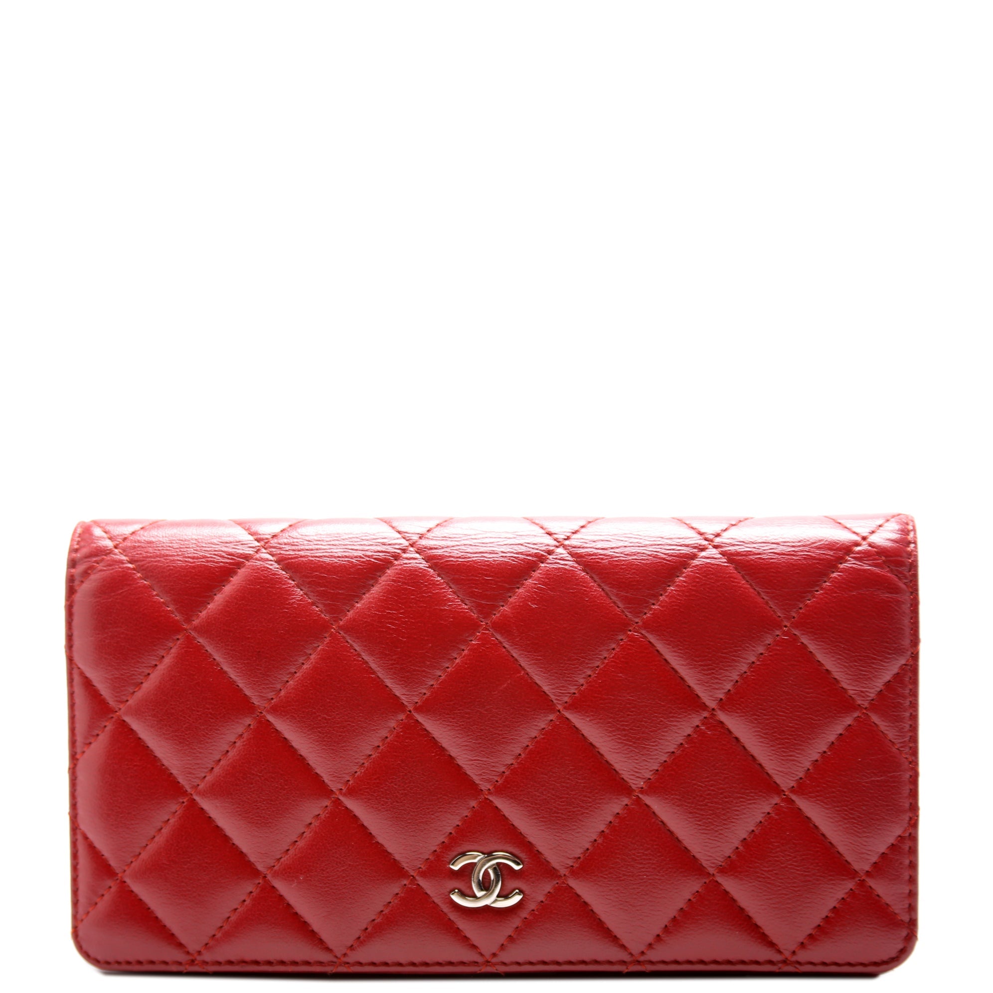 CC Quilted Lambskin Yen Wallet Red