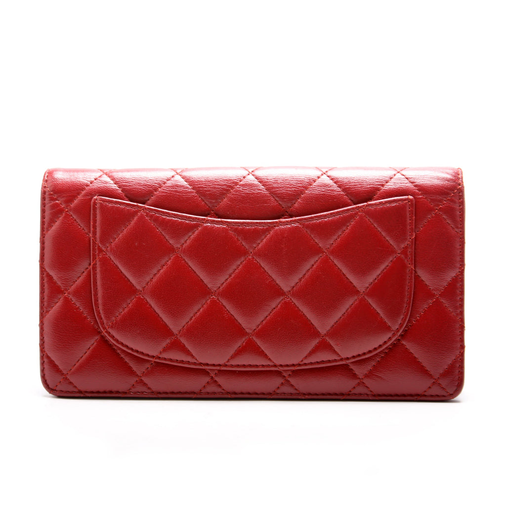 CC Quilted Lambskin Yen Wallet Red