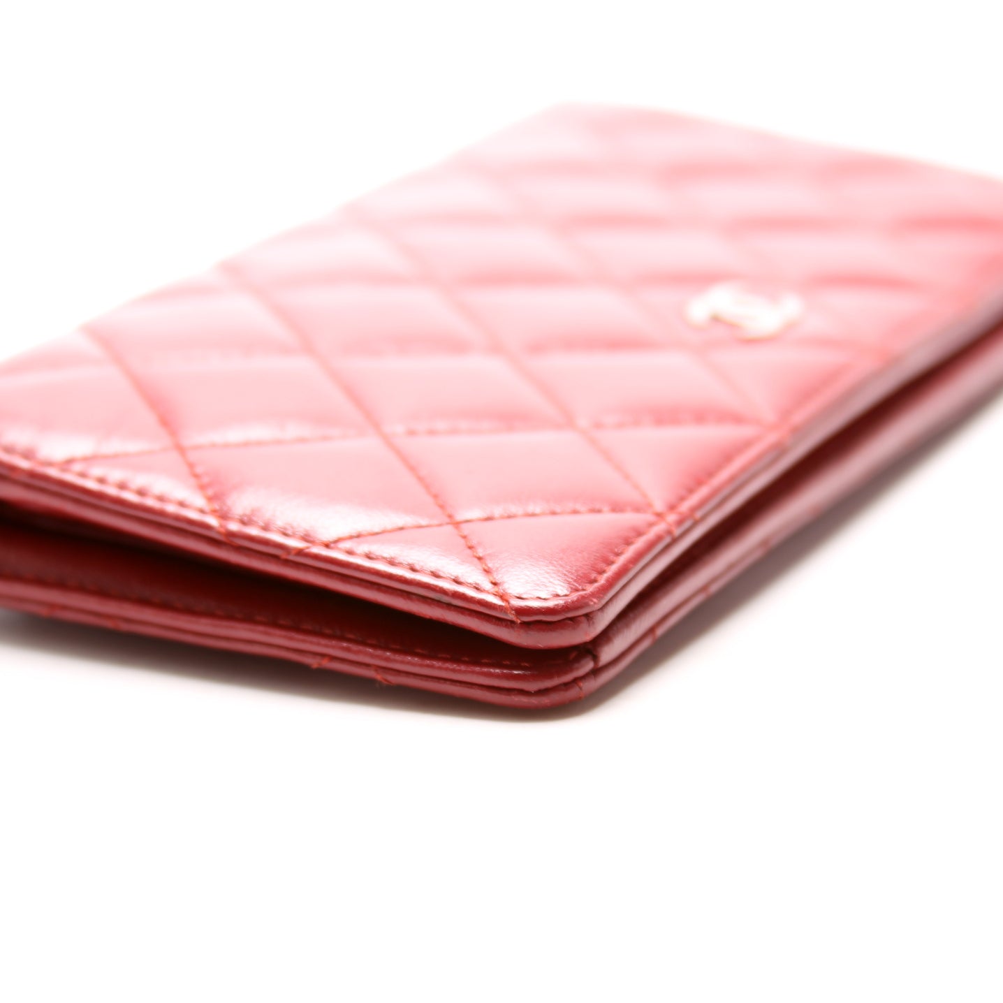 CC Quilted Lambskin Yen Wallet Red