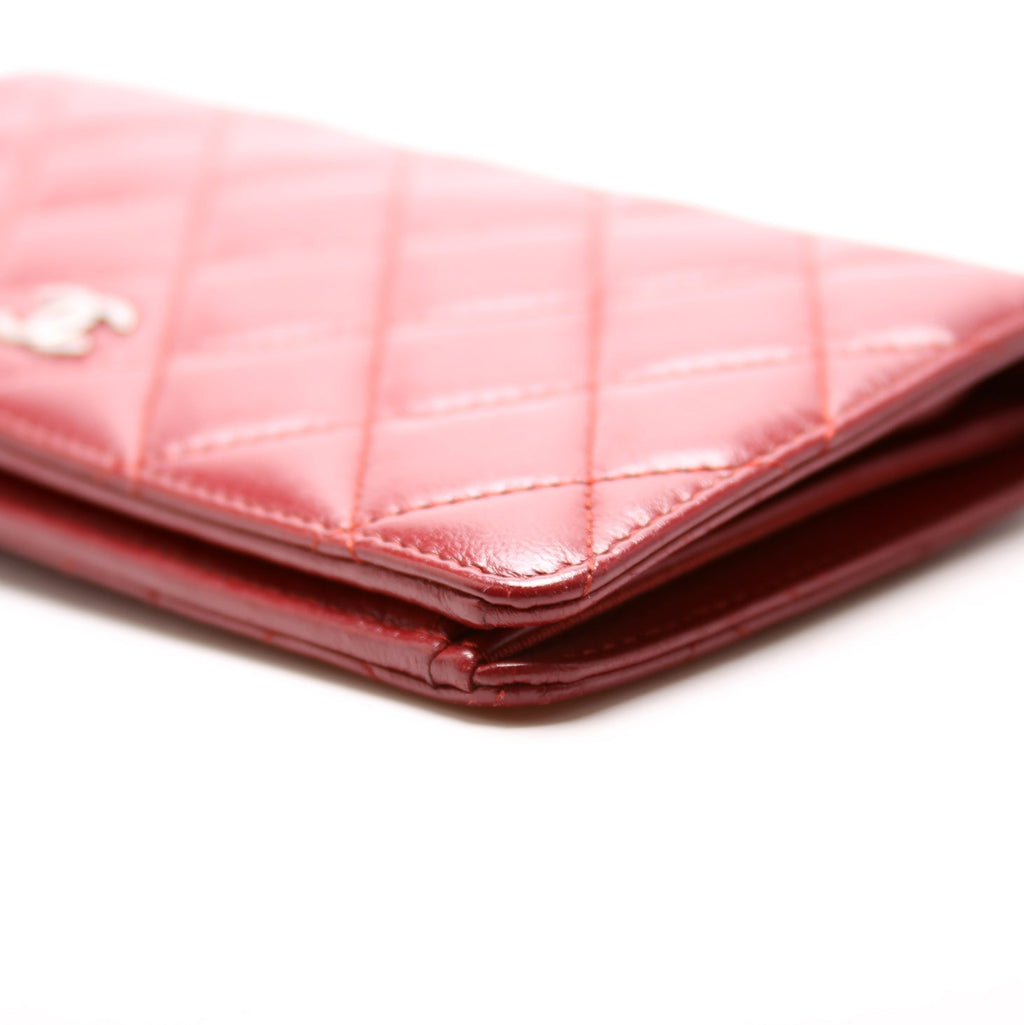 CC Quilted Lambskin Yen Wallet Red