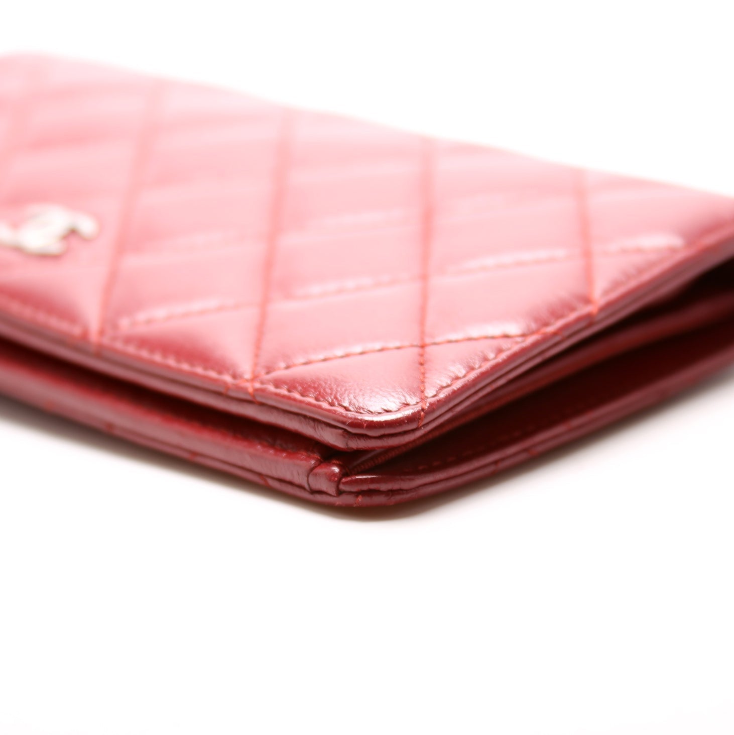 CC Quilted Lambskin Yen Wallet Red