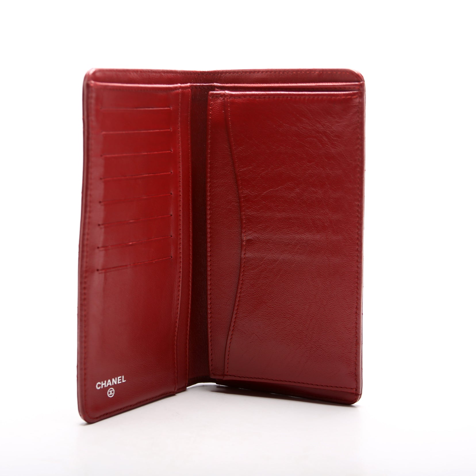 CC Quilted Lambskin Yen Wallet Red